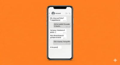 Schermo con analisi digitale di comunicazioni e collegamenti tra messaggi