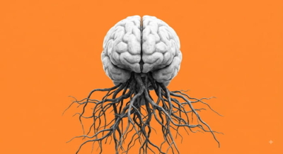 Cervello con radici, simbolo delle origini del comportamento violento